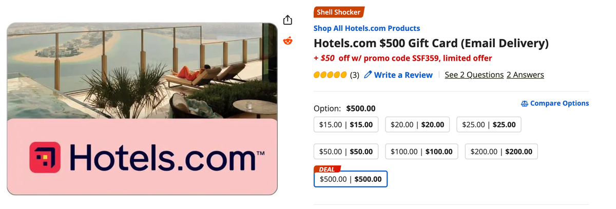 Hotels.com Newegg Gift Card Sale